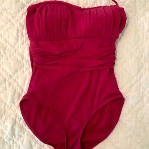 Spanx One-Piece Swimsuit, Dark Pink, Size 14, EUC